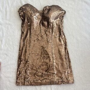 DO+BE Strapless Sequin Dress in Bronze